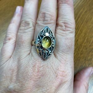 Intricate Silver Ring with citrine